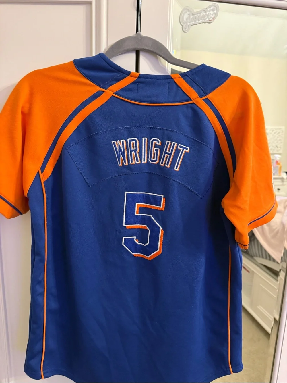 Nike Kids Mets Royal Blue and Orange Wright Baseball Jersey